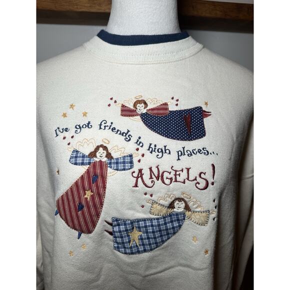 Vintage Made In USA Top Stitch By Friends Angels Crewneck Sweatshirt Size Large - Picture 2 of 8